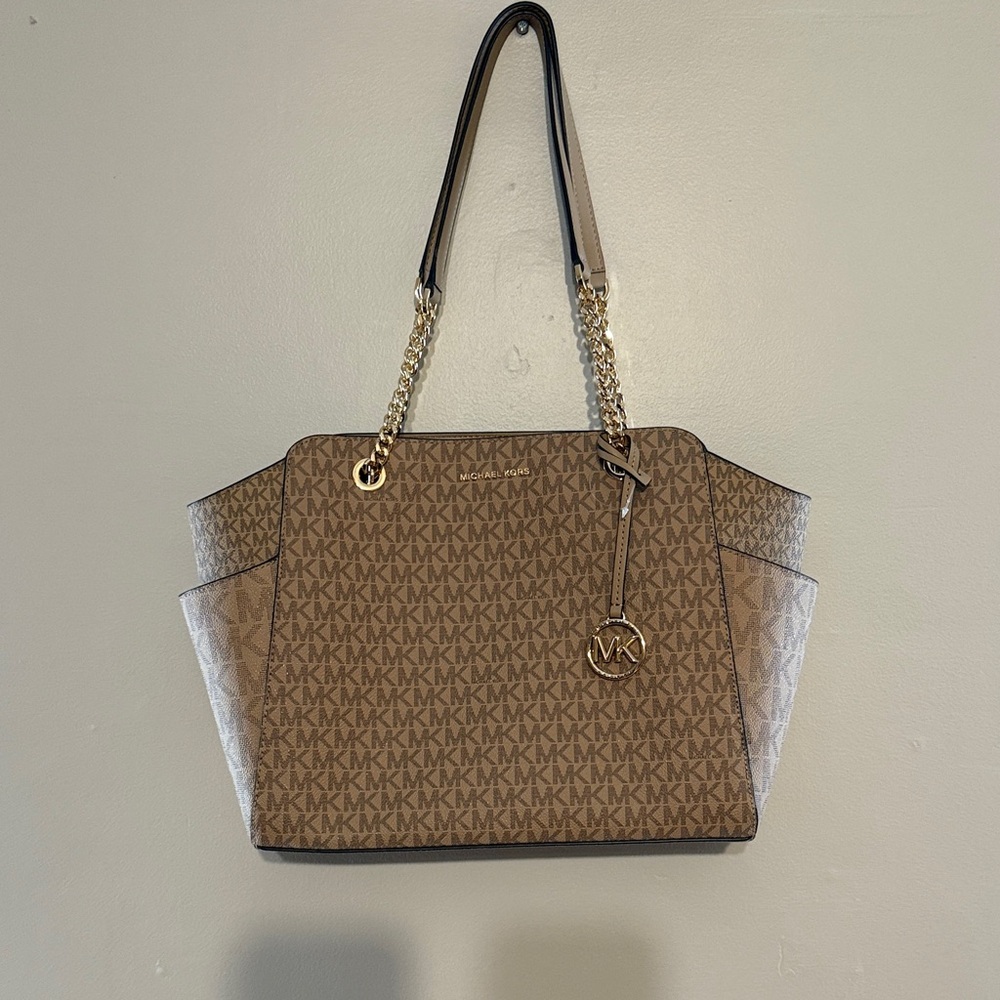 Michael Kors Tan and Brown Logo Tote